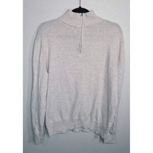 J.Crew Factory Cotton Quarter Zip Sweater Women's S/M Cream Mock Neck Pullover